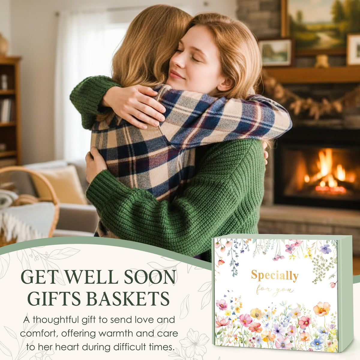 Launrada gift box and card convey thoughtful get-well wishes.