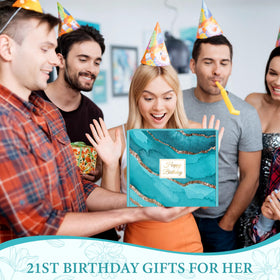 Launrada ready-to-gift box interior presentation showcasing complete 21st birthday set.
