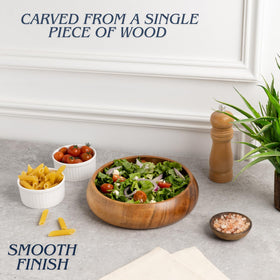 LAVAUX DESIGNS acacia bowl features jointless construction for lasting durability.