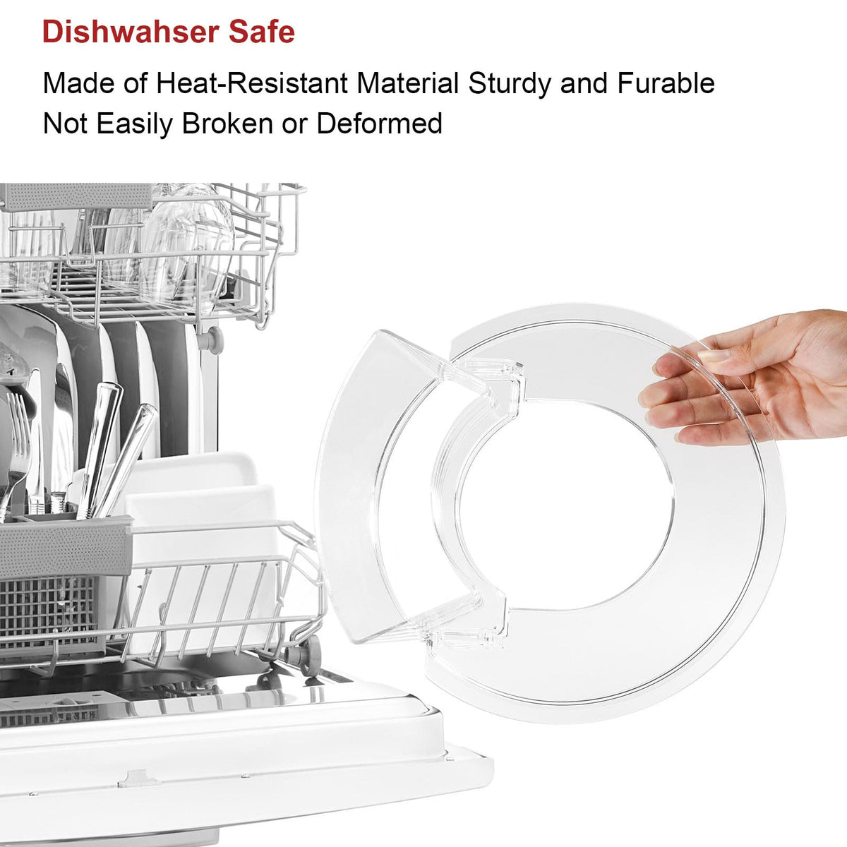 Lawenme clear splash guard for KitchenAid made of transparent food-grade plastic for monitoring mix.