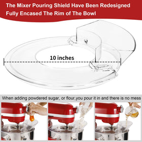 Lawenme pouring shield for KitchenAid 6qt Bowl-Lift keeps counters clean while blending batter.