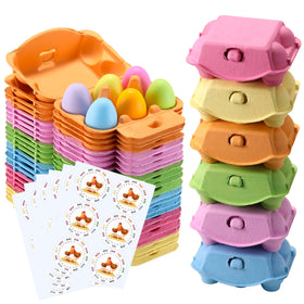 LayHyand half-dozen egg cartons in vibrant colors for organized storage.