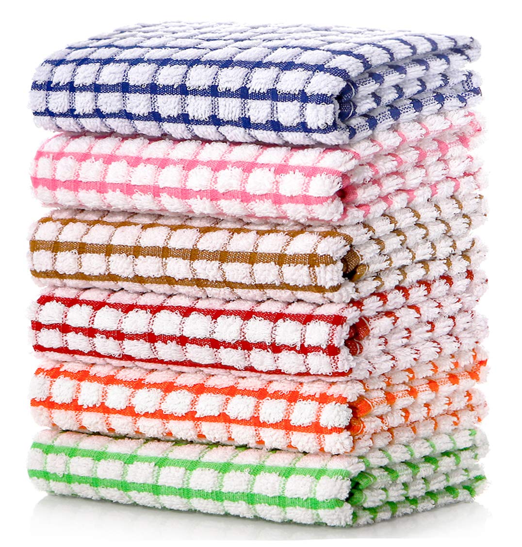LAZI red plaid towel: sturdy and low fuzz for drying glassware