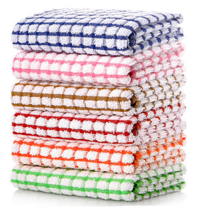LAZI red plaid towel: sturdy and low fuzz for drying glassware