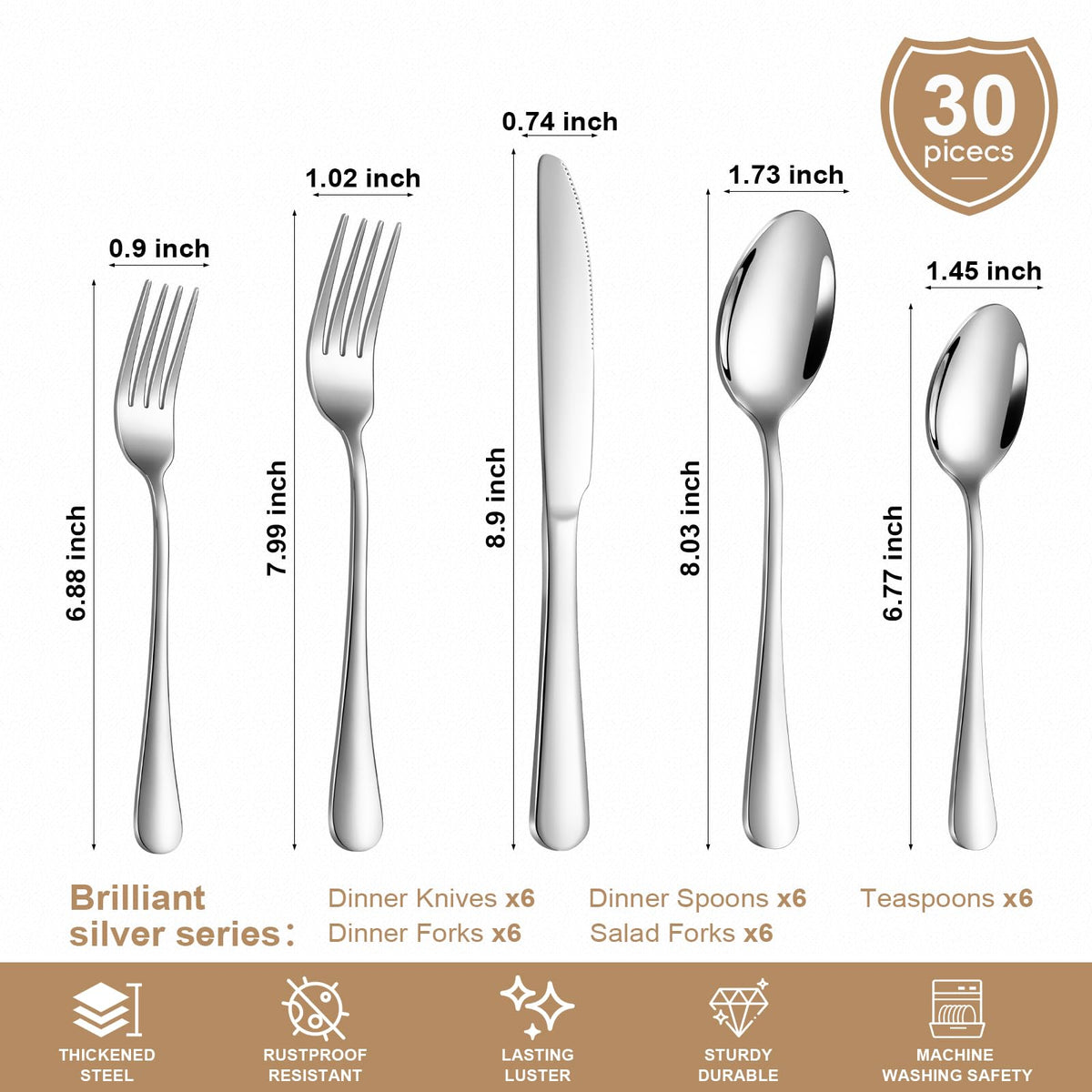 Lazycorner dinner knife stainless steel showing sturdy blade and reliable everyday use.