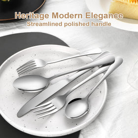 Lazycorner table-setting idea creates a cohesive, polished stainless dining look.