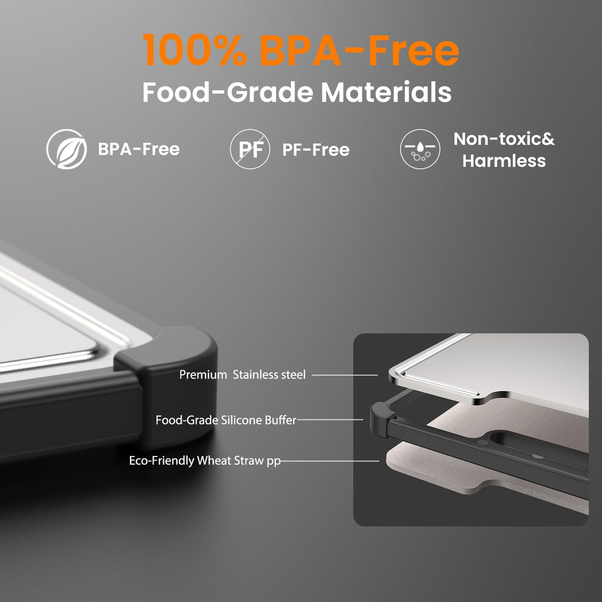 LBD dual-sided surface for meat and vegetables in one board.
