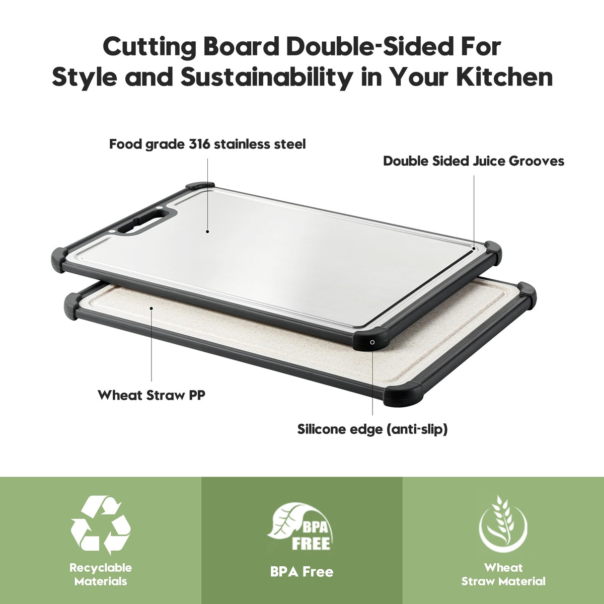 LBD sleek modern metal finish complements contemporary kitchen design.