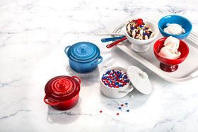 Le Creuset 8 oz cocotte dessert-ready in Cerise