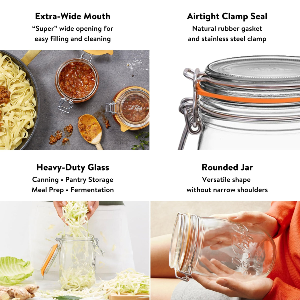 France-made glass Le Parfait Super Jar 1L for pure storage