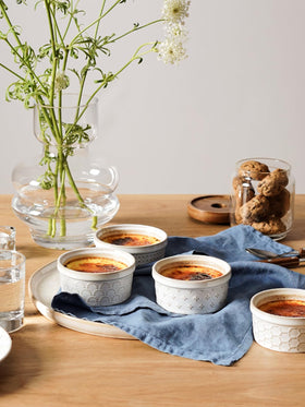 LE TAUCI ramekins on dining table for desserts and dips.