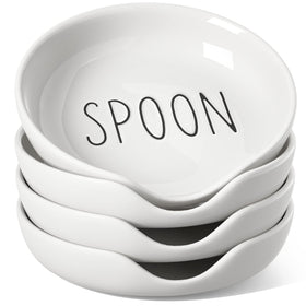 LE TAUCI spoon rest set on stovetop, 4-piece oyster white, keeps counter clean