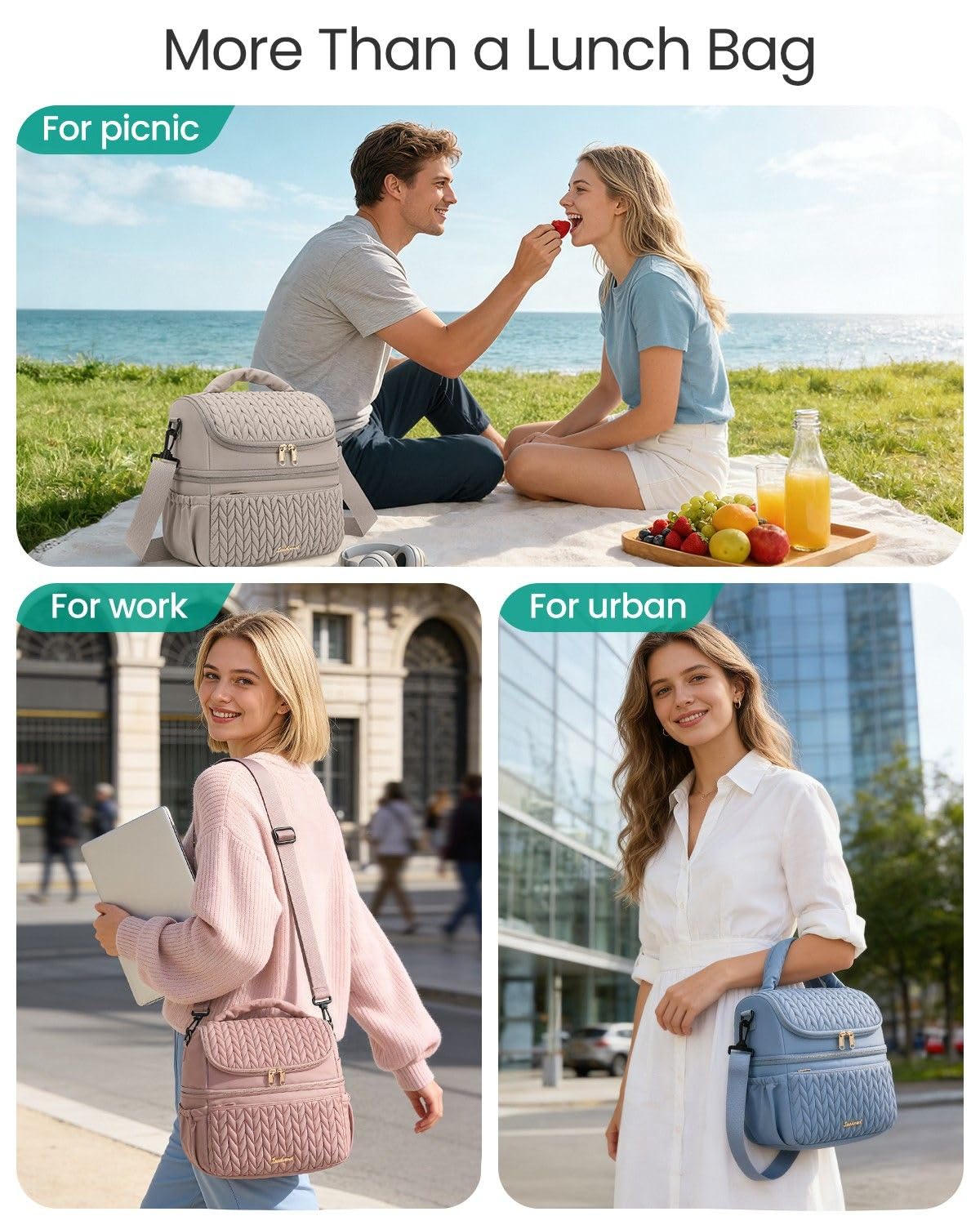 LEADVENST 12L capacity accommodates meals, drinks, and snacks.