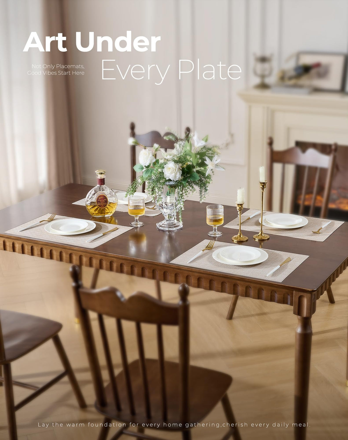 Leetaltree beige placemats weave texture close-up adds elegant surface detail.