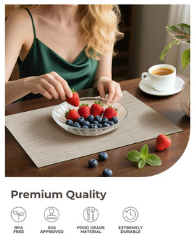 Leetaltree woven texture placemats add elegance and grip.