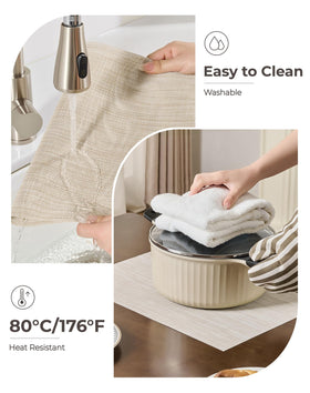 Leetaltree durable vinyl placemats guard surfaces against stains and wear.