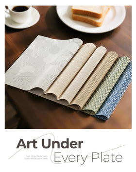 Elegant beige-white weave enhances weekday dining and special occasions.