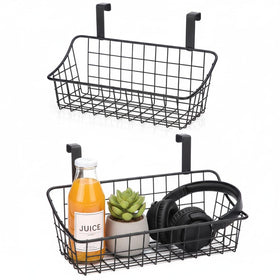 LeleCAT over-cabinet door basket in black with open design for easy access.