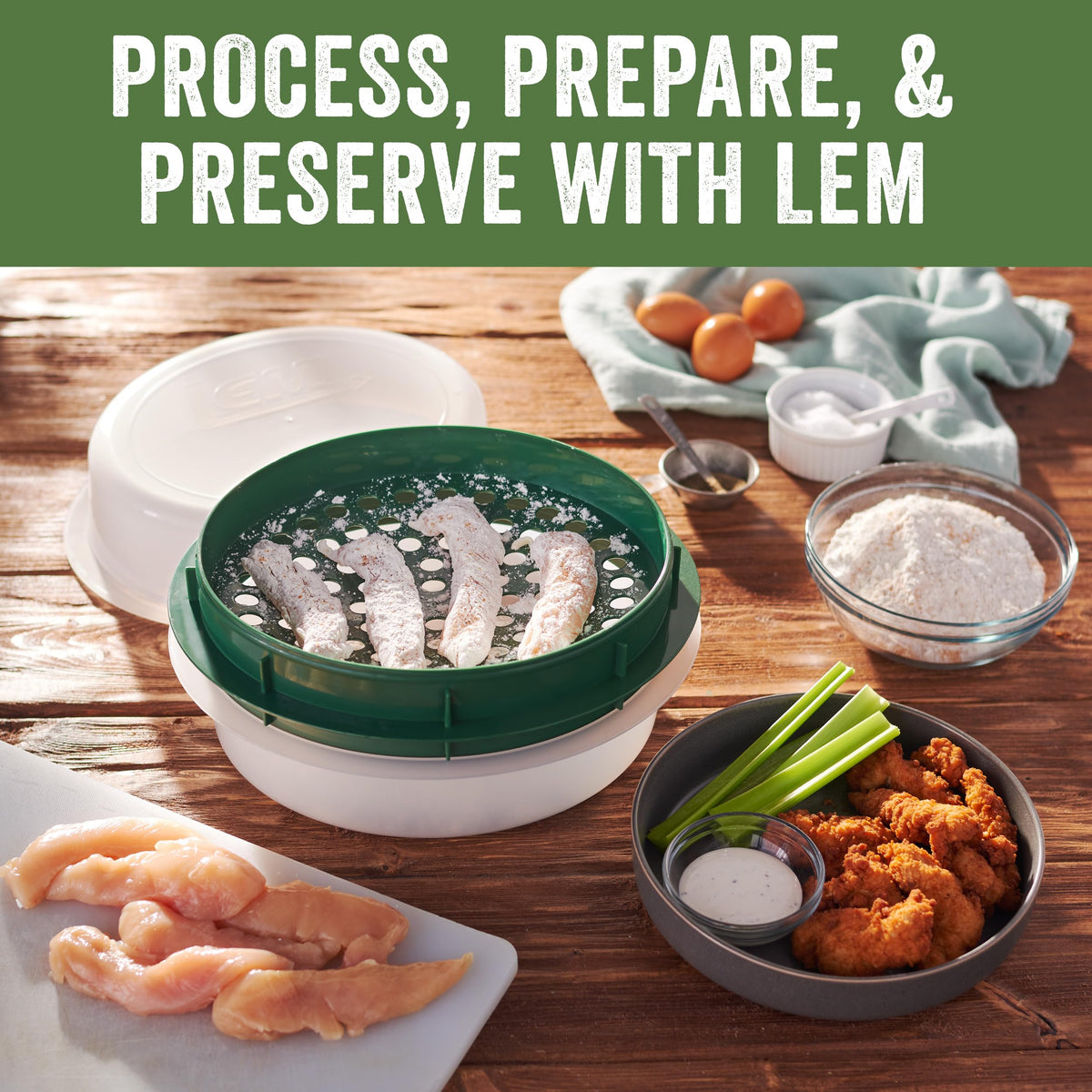 LEM Batter Bowl is dishwasher-safe for easy cleanup after cooking.