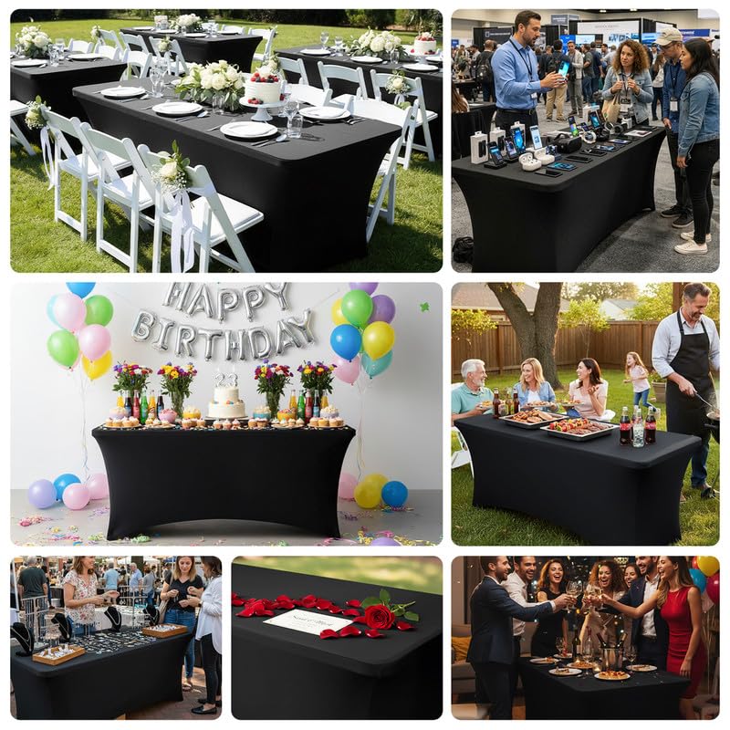 Lemict 8ft tablecloth fits standard tables for quick setup