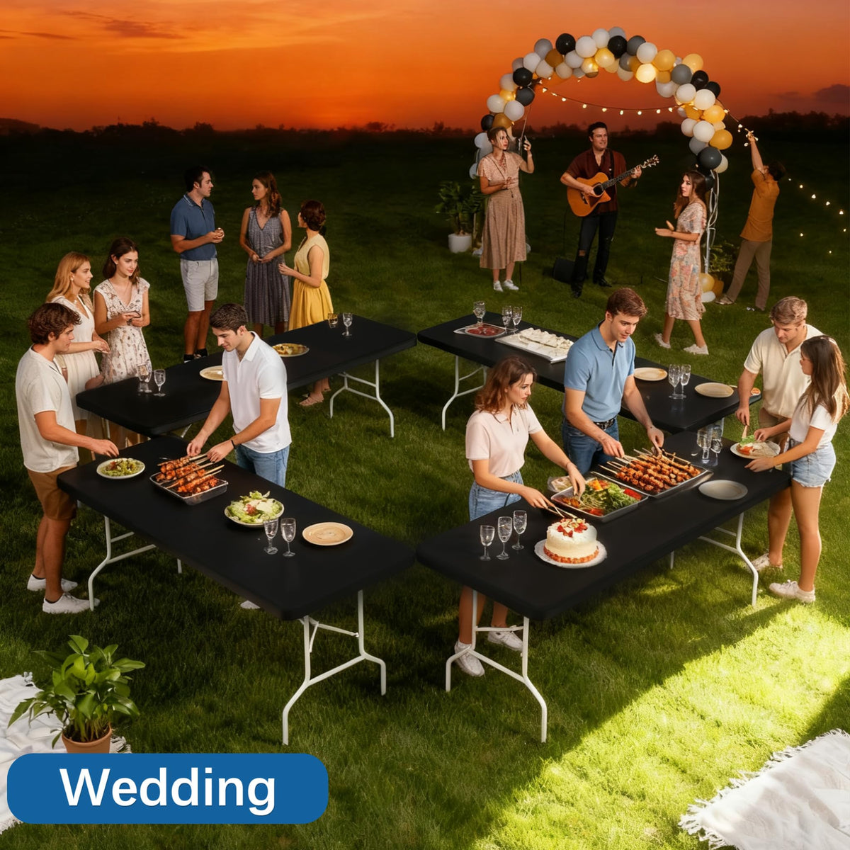 Lemict six-pack fitted tablecloths for easy event setup and cleanup