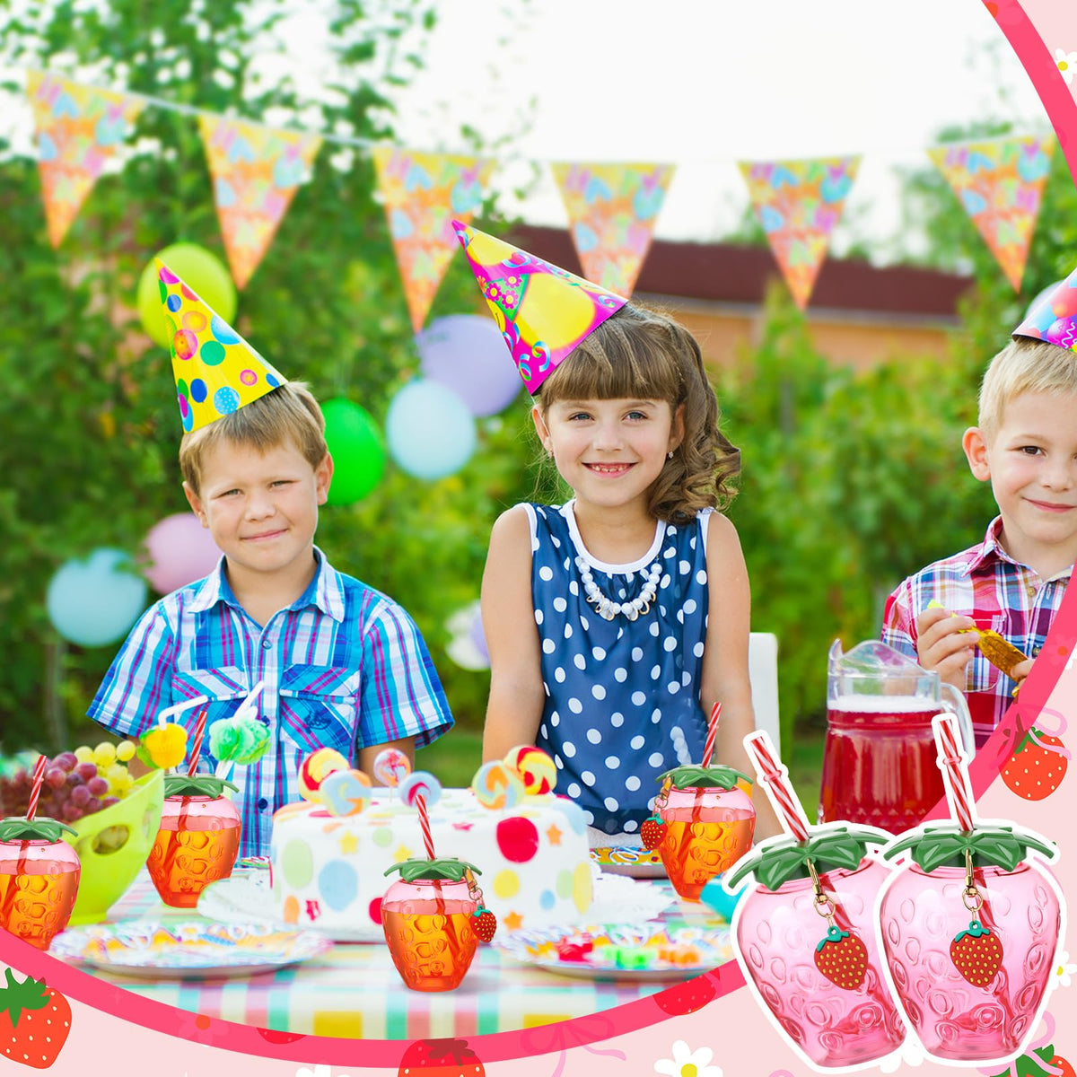 LemonRoad 20pc strawberry tumblers offer reusable hydration for gatherings and events.