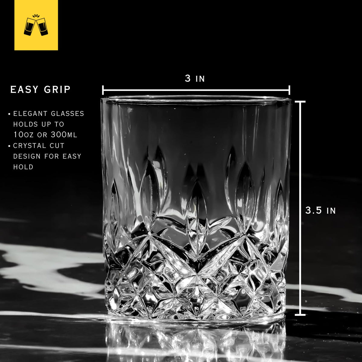 LEMONSODA whiskey glass on the rocks ready for bourbon or cocktails