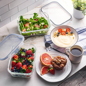 Le'raze square 520ml container durable glass, dishwasher safe.