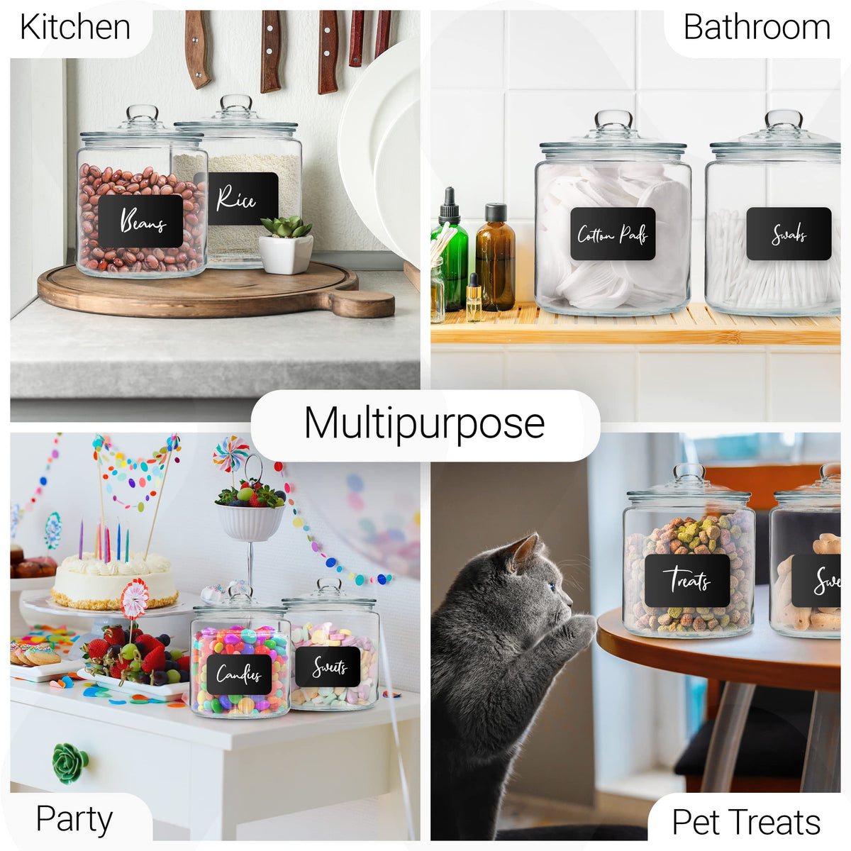 Le'raze canister on kitchen counter helps organize dry ingredients