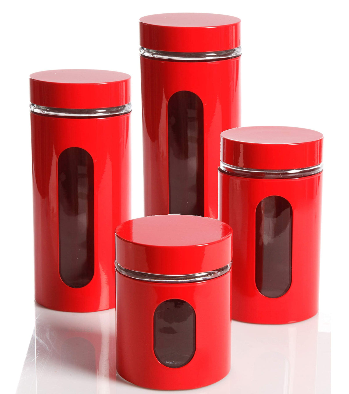 Le'raze red kitchen canisters designed for durability