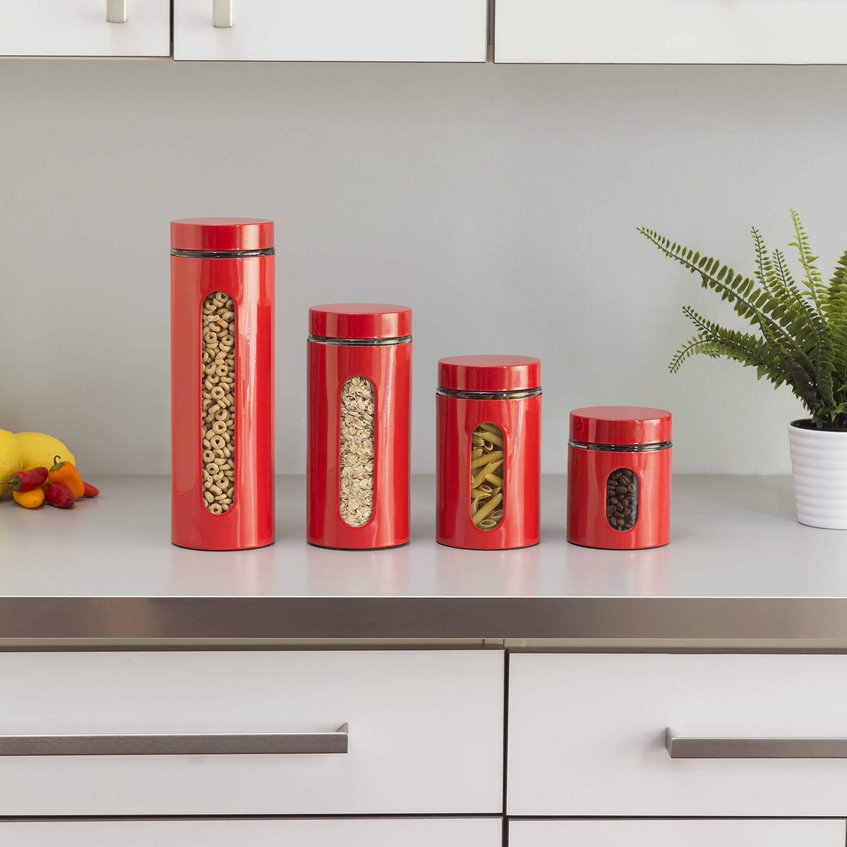 Le'raze stackable stainless steel canisters maximize space with style