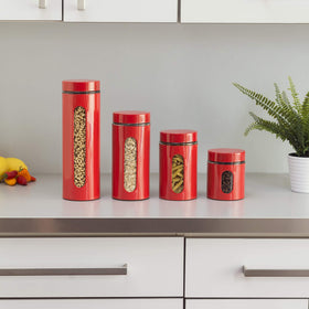 Le'raze stackable stainless steel canisters maximize space with style