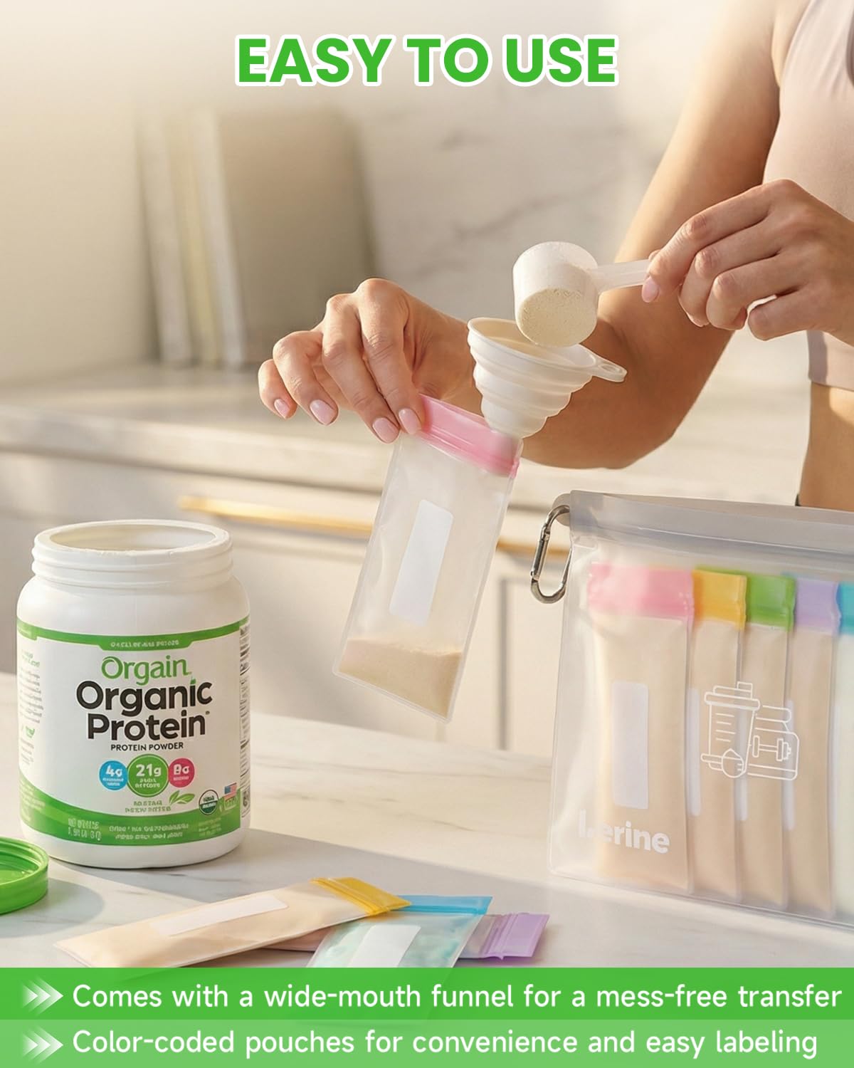 Lerine 14 single-dose bags for portable, precise shake portions.