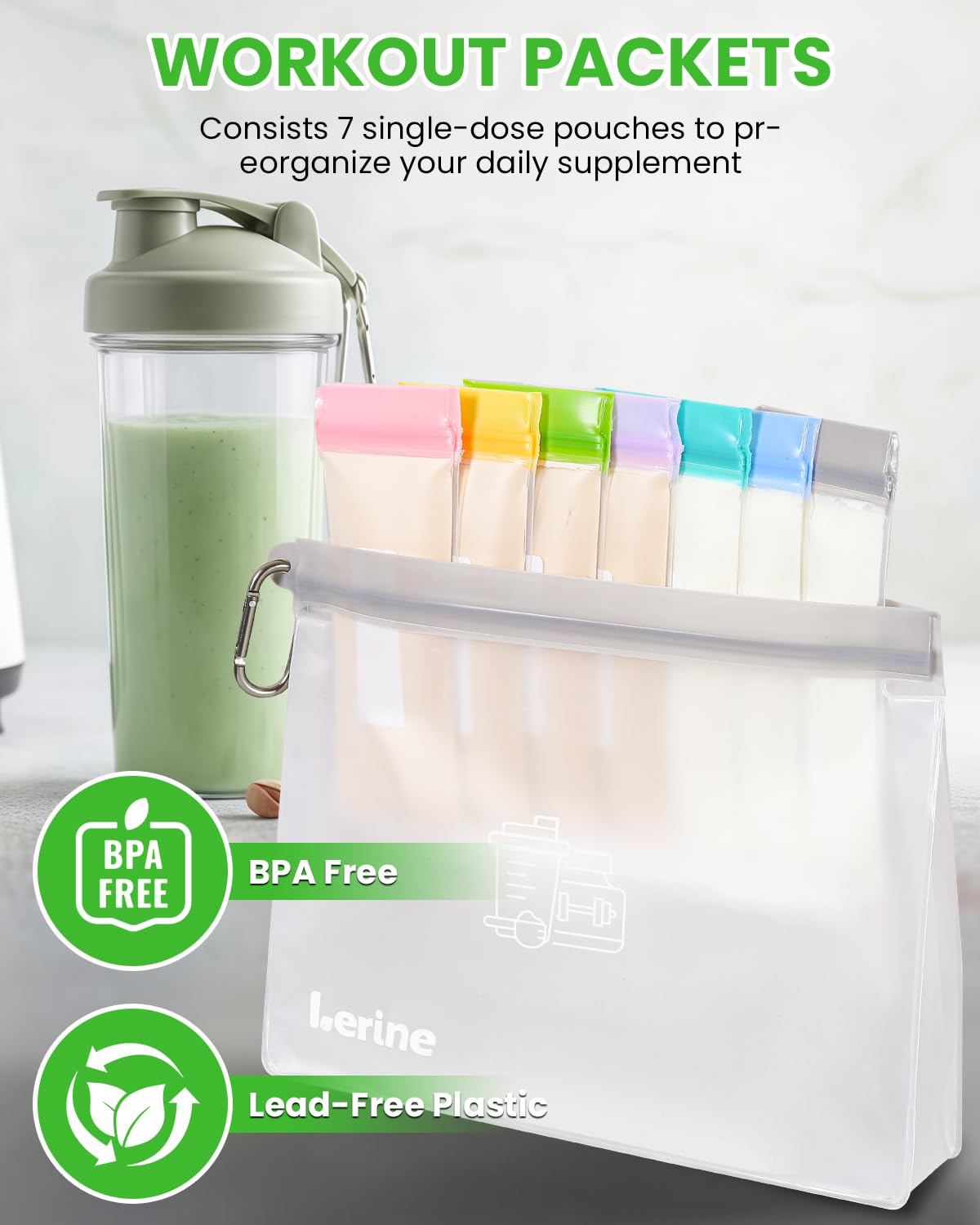 Lerine 2 large zip bags offer extra capacity for powders.