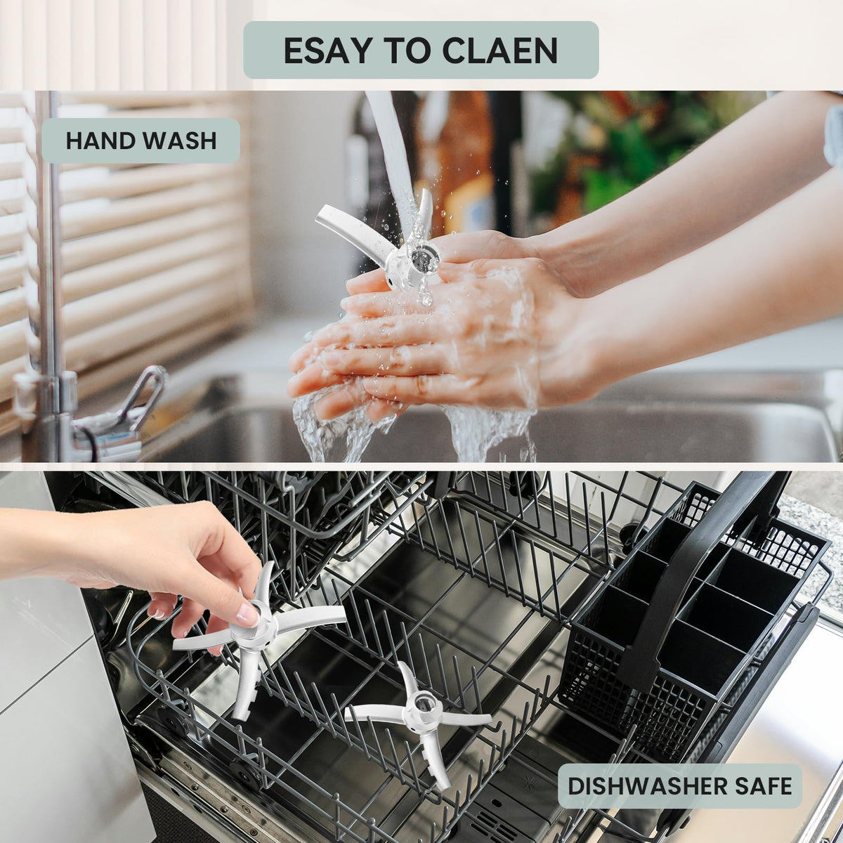 LESYAO easy-cleaning paddle blade, quick cleanup after blending.