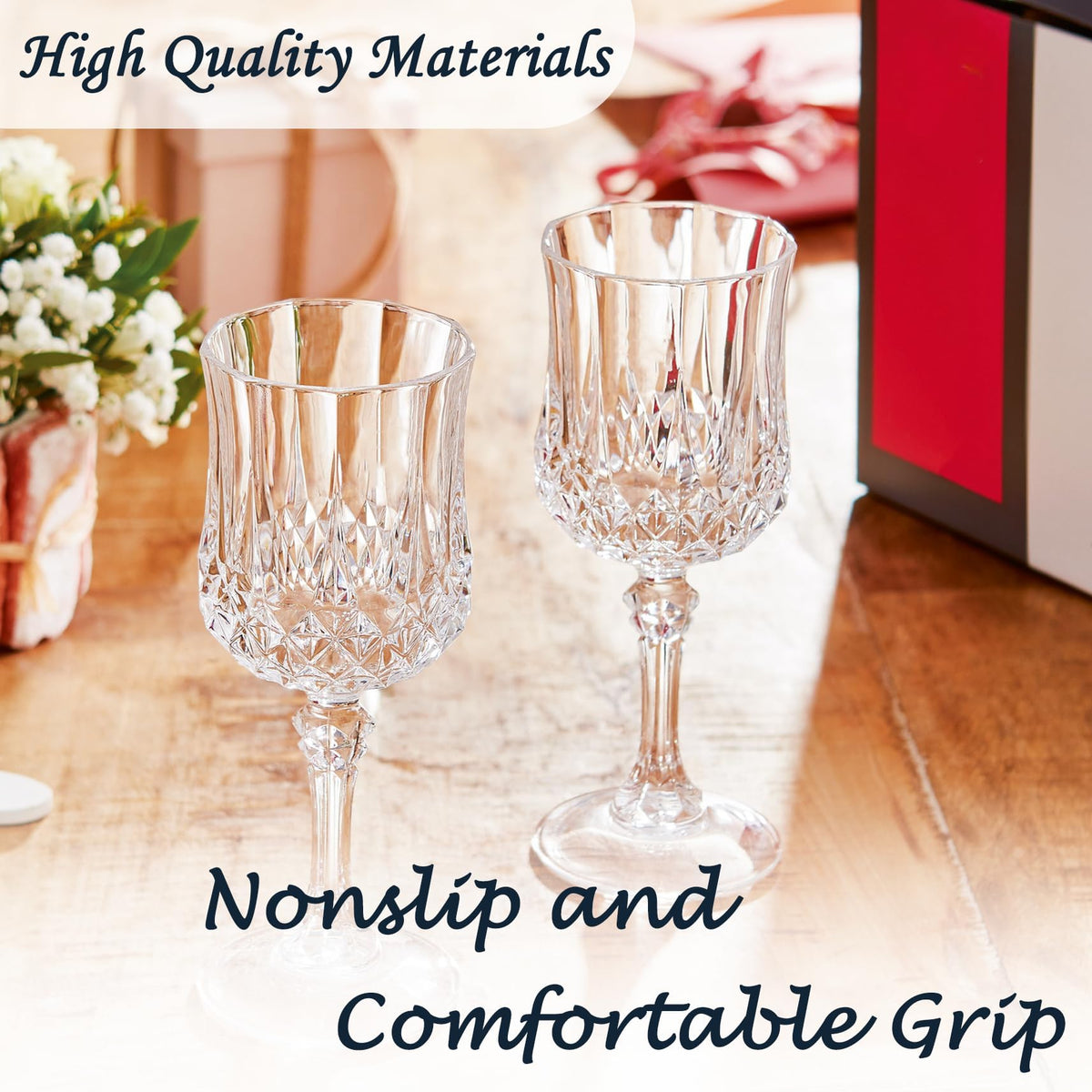 LEYIQU wedding reception plastic glassware adds practical luxury to tables.