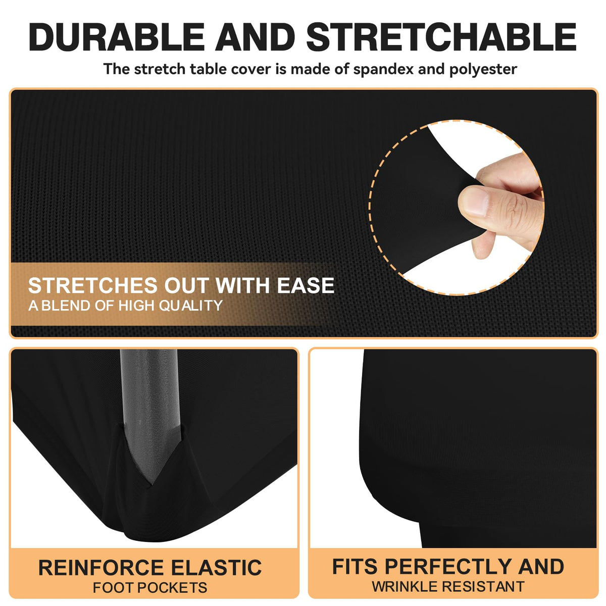 LGJIAOJIAO 2-pack 4ft tablecloth leg pockets closeup, secure fit