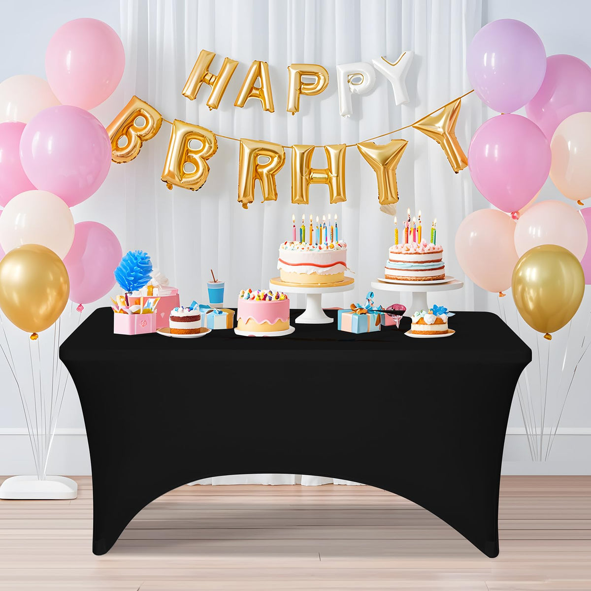 LGJIAOJIAO 5ft black tablecloth ideal for events