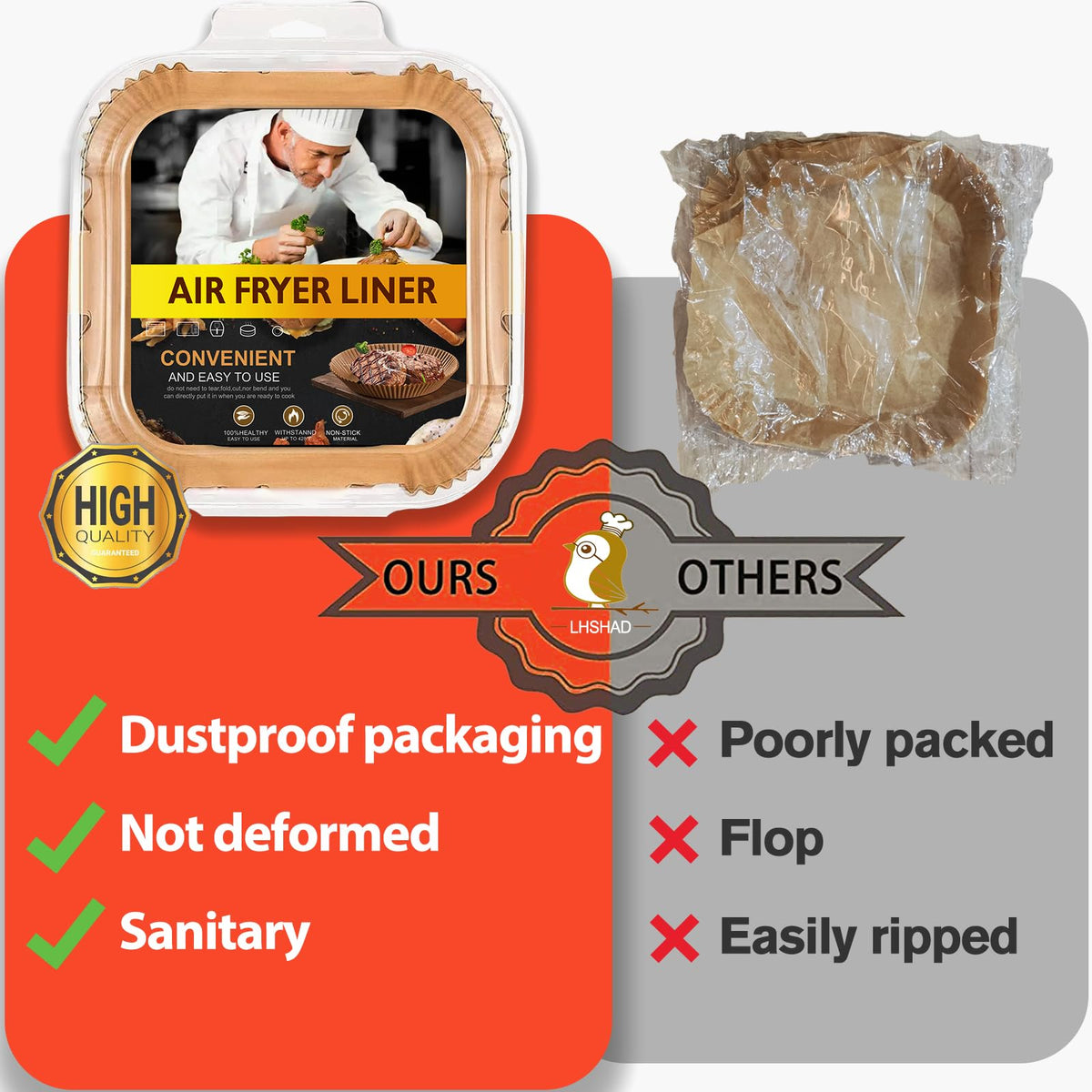 LHSHAD liner makes cleanup quick after cooking.