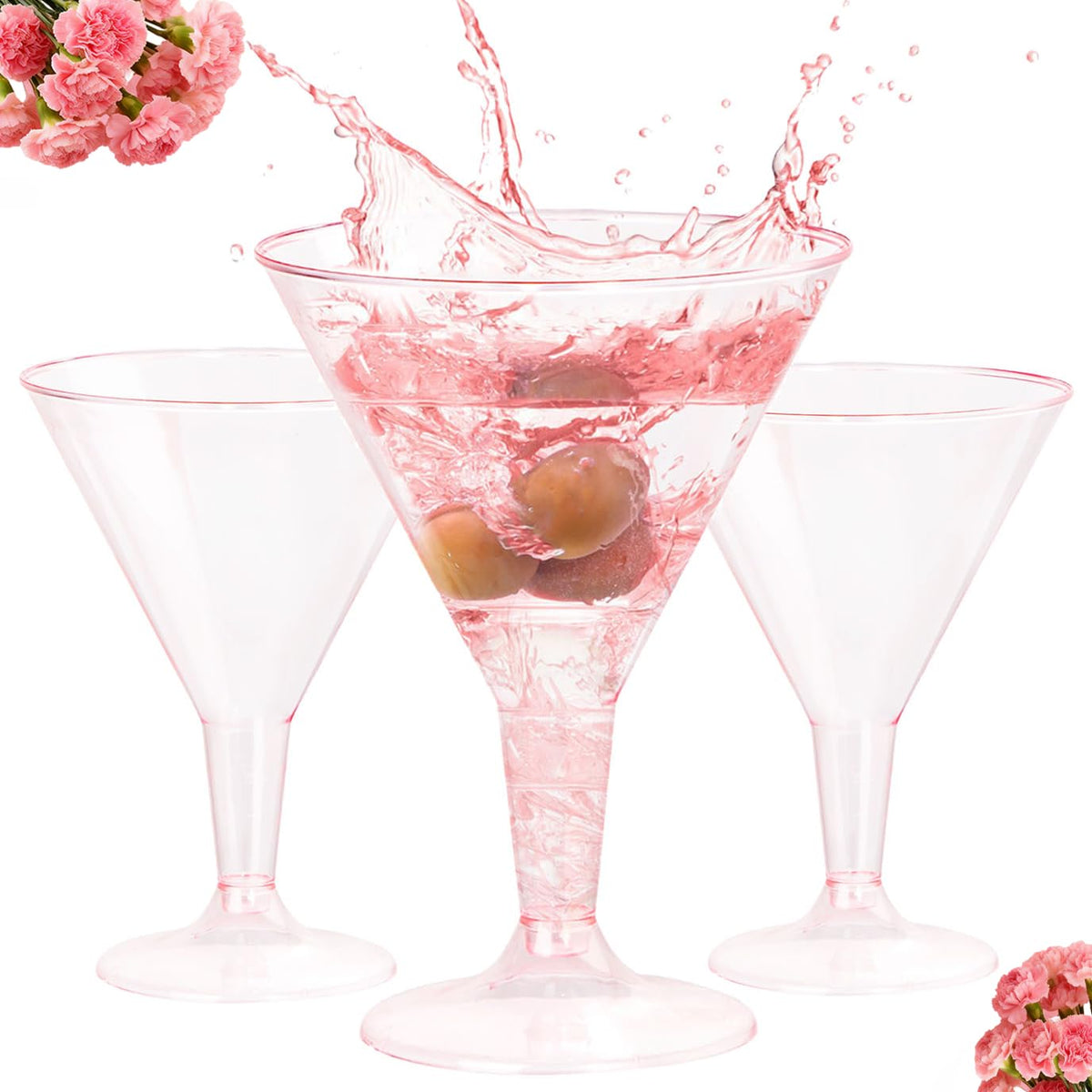 Liacere pink plastic martini glasses 6.25oz for chic cocktails.