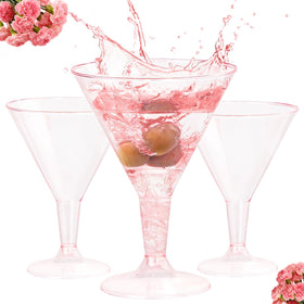 Liacere pink plastic martini glasses 6.25oz for chic cocktails.