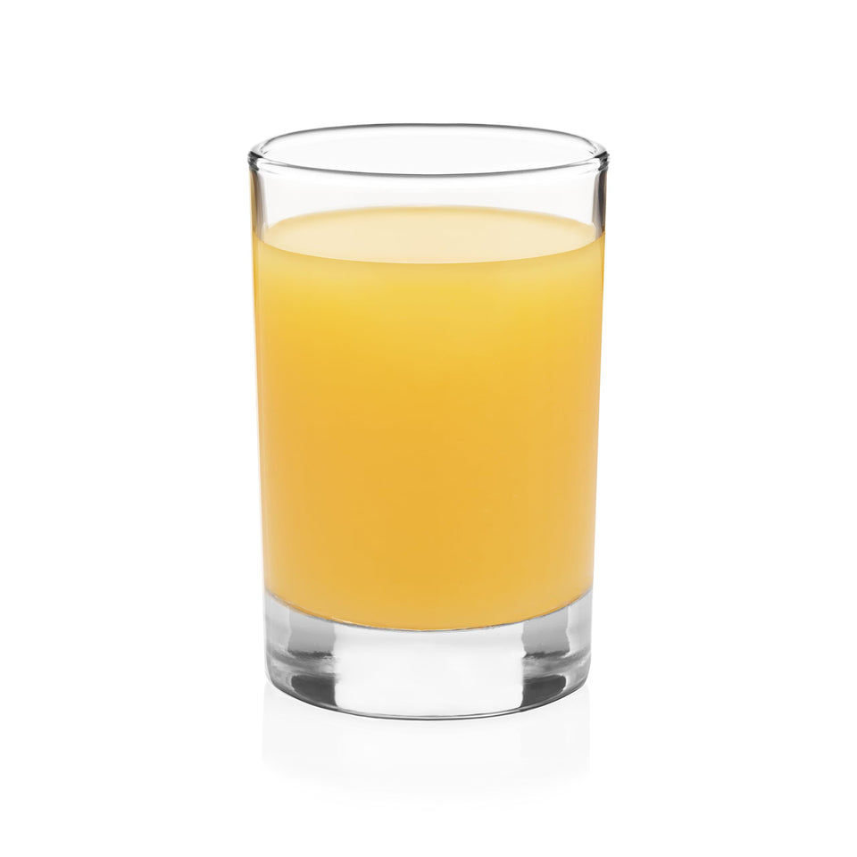 Libbey fruit juice glasses with a heavy base, ideal for breakfast beverages.