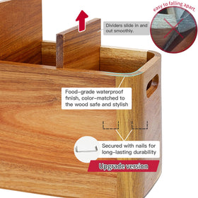 Acacia wood utensil holder with drying hole by Liberal Brightdeer keeps utensils dry