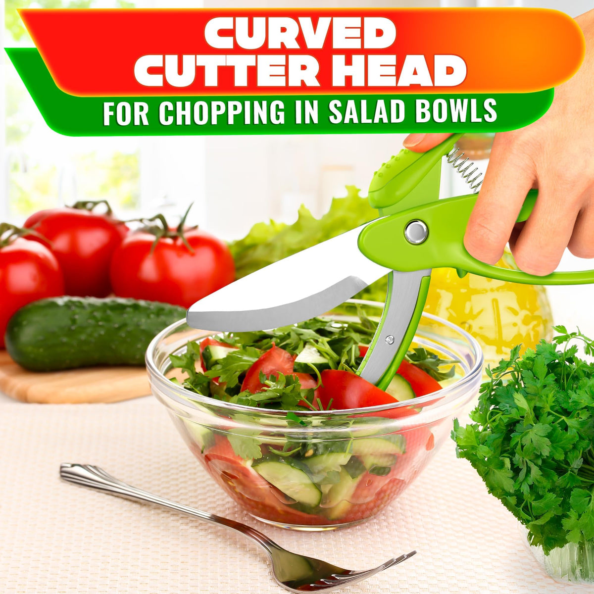 LIBERHAUS salad scissors spring-loaded system eases double-cut action