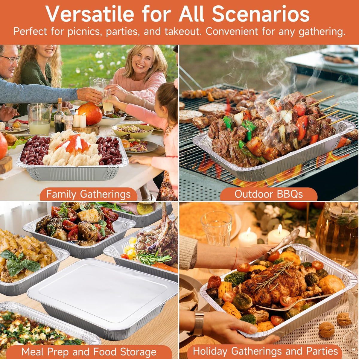 Lideropa 10-pack disposable pans suitable for bulk meal prep and events