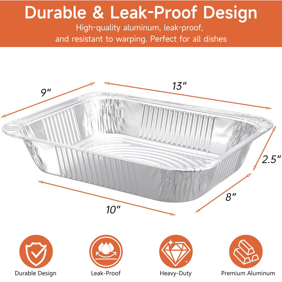 Lideropa heavy-duty aluminum foil pan showing durability for roasting and baking