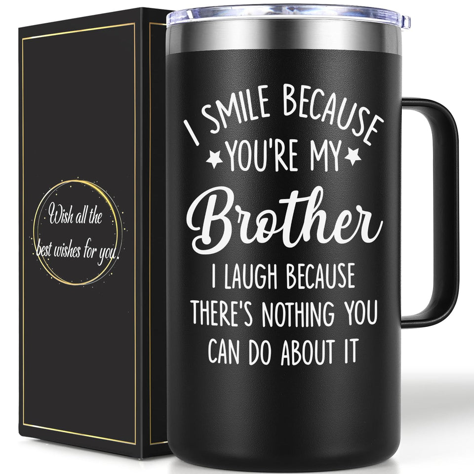 Lifecapido I Smile Because Youre My Brother 20oz mug cover, ideal for a gift presentation.