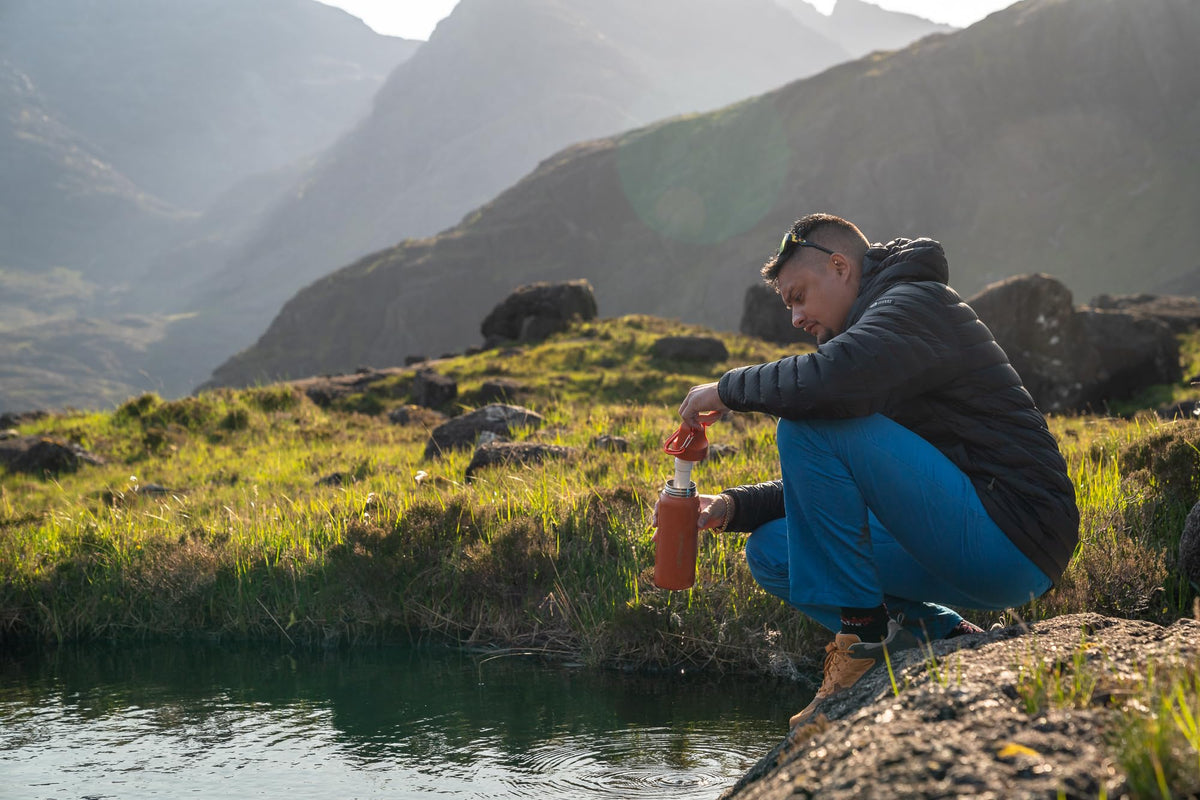 LifeStraw Go bottle cap for easy pouring on the road