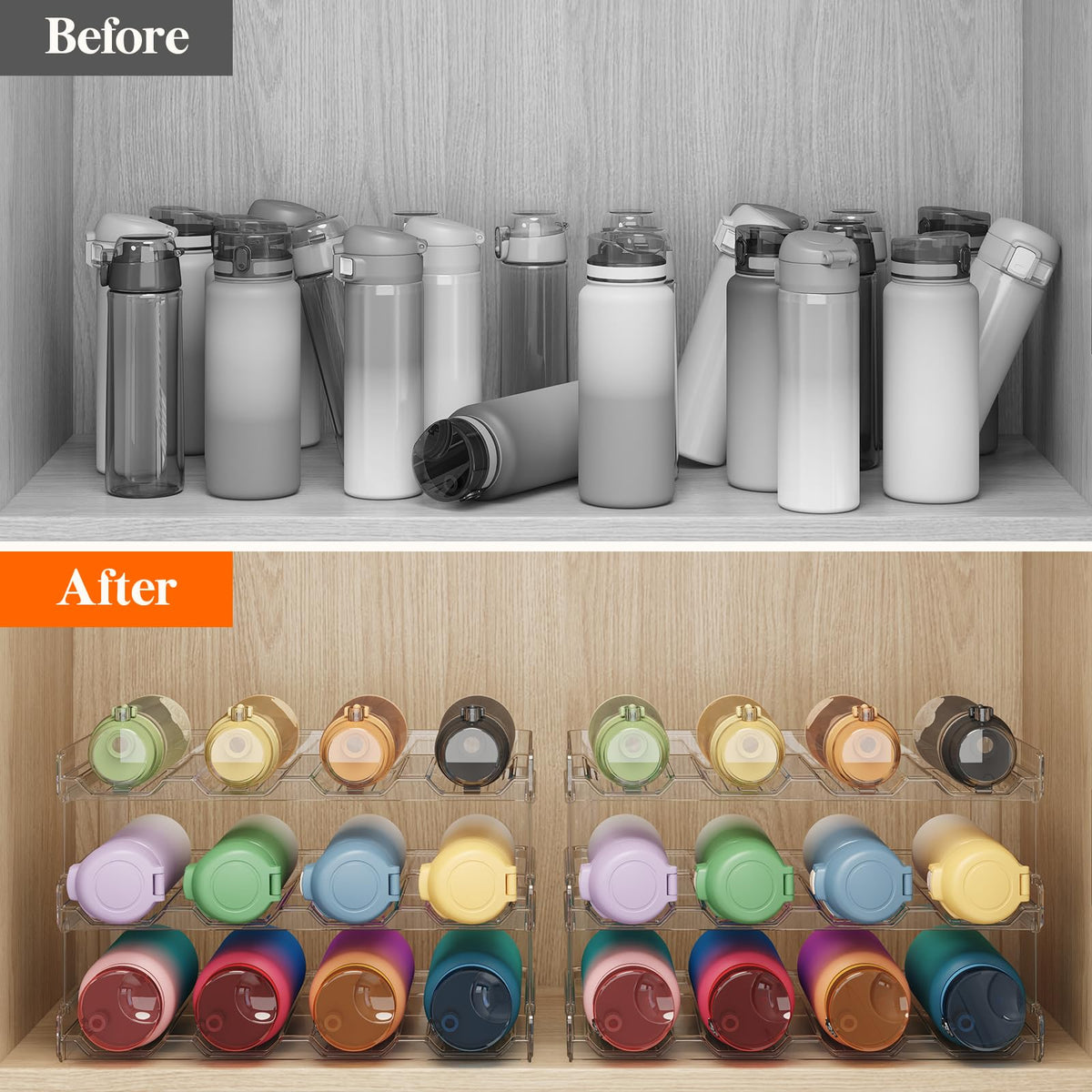 Lifewit compact pantry bottle storage fits standard cabinets and drawers.