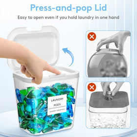 Lifewit laundry pods container with wide mouth for easy scooping and refills.